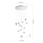 SL6017.101.13 Светильник подвесной ST-Luce Хром/Прозрачный с пузырьками воздуха LED 13*3W 3000K WATERFALL