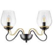 734627 Бра BOLLA 2х40W E14 ЧЕРНЫЙ/ЗОЛОТО/ПРОЗРАЧНЫЙ